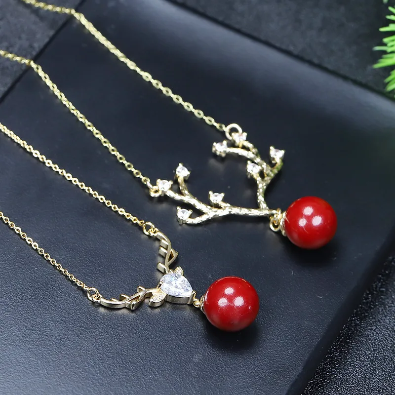 Yilu имеет инкрустированное Cinnabar хрустальное ожерелье женский кулон.