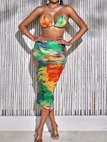 tie dye tie backless halter top cut out pencil skirt without panty