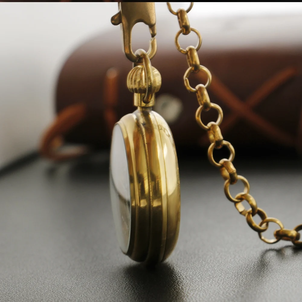 Small Hollow Bronze Roman Digital Mechanical Pocket Watch High Quality Necklace Timing Pendant Pocket Watch for Men and Women