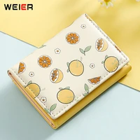 brand cute fruit print pattern short wallets women soft pu leather small card holder mini purses ladies clutch wallet female