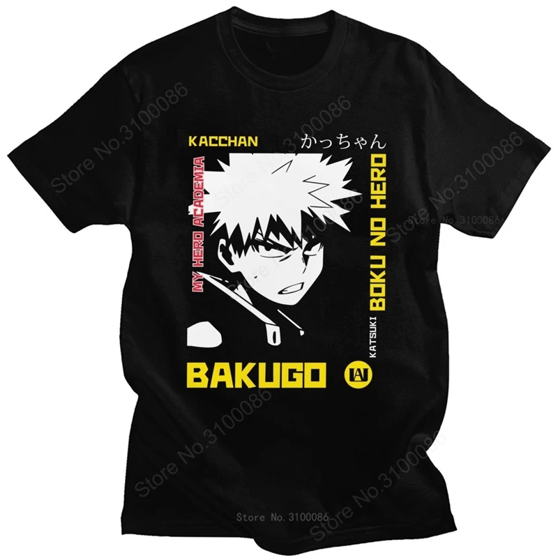 

Футболка Katsuki Bakugo мужская из чистого хлопка, топ с надписью «Моя геройская Академия», с коротким рукавом, аниме одежда
