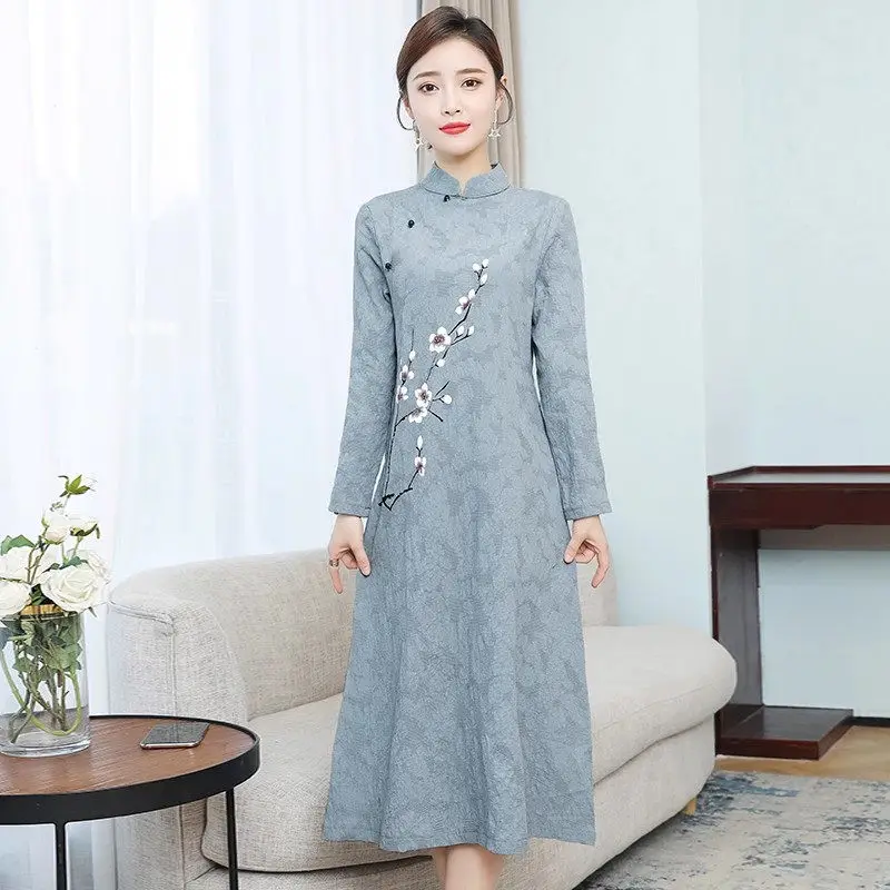 Женское платье-Ципао в этническом стиле элегантное улучшенное платье большого
