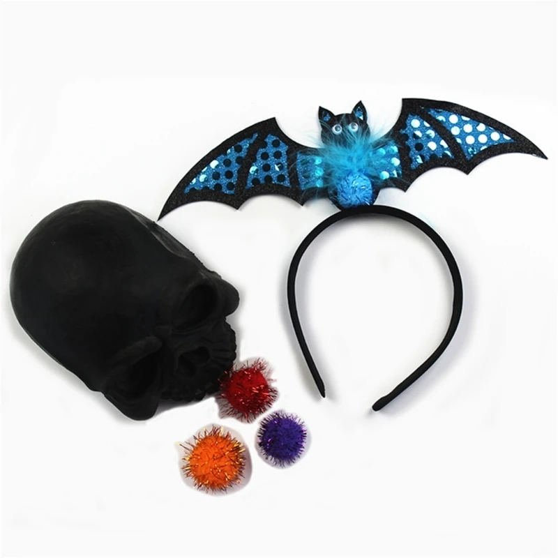 

Halloween Headband Wearable Bat for Head Hairband Cosplay Costume Women Witch Hairband Adult Kid Festival for Head Wear Accs