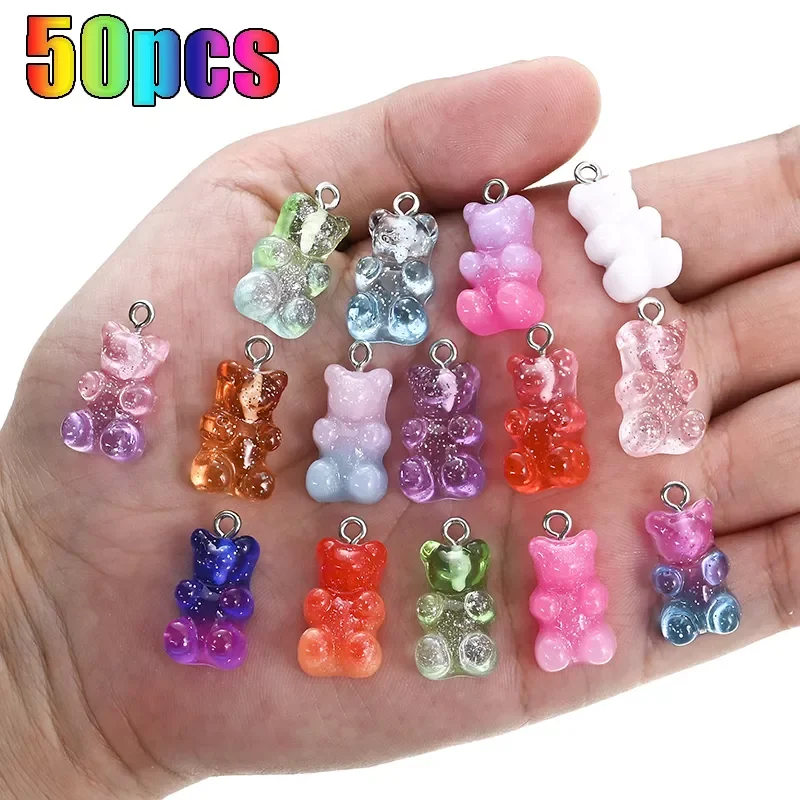 

New in Colorful Gummy Bear Pendant Charms for Necklace Bracelet Diy Earrings Jewelry Bears Valentine's Day Gift 2.1*1.1cm y2