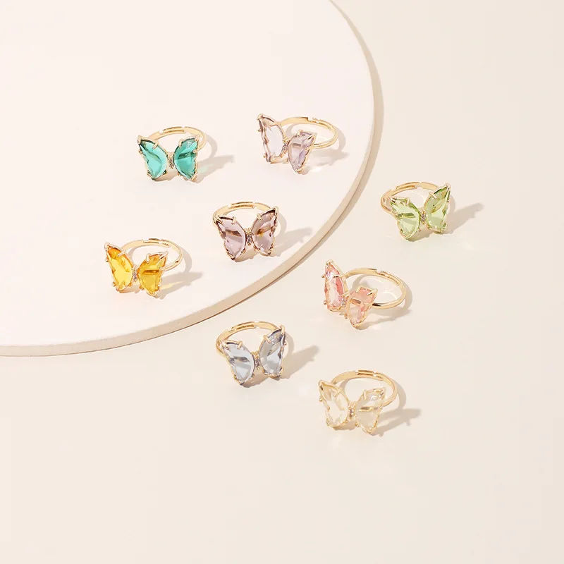 

New Butterfly Ring for Women Purple Sweet Romantic Ringtone Female Jewelry Girl Wedding Gift Fashion Rings