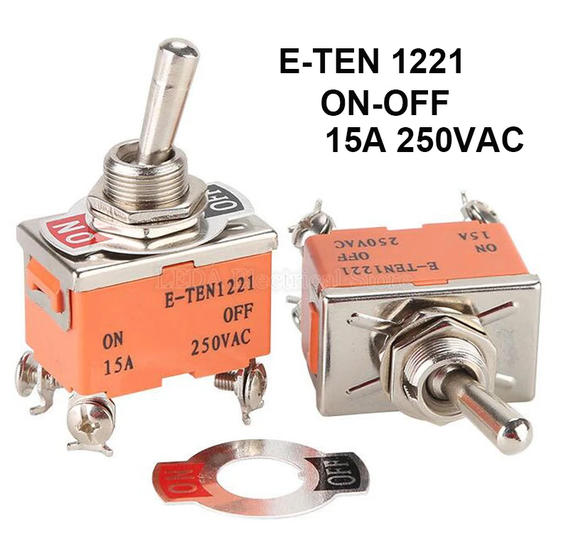 

2Pcs E-TEN1221 4Pin SPST 4 Terminal ON-OFF 15A 250V Toggle Switch Rocker Switch The Power Switch Micro Switch E-TEN 1221 Orange