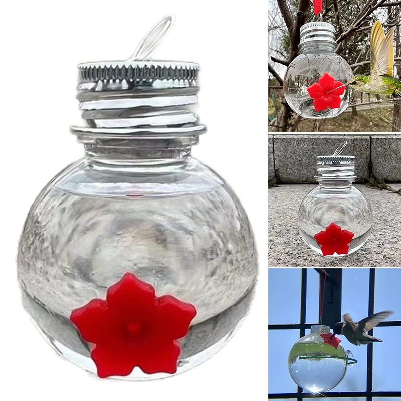 

Creative Bulb Hand Hummingbird Feeder Mini Round Hanging Feeder for Home Garden Courtyard RERI889