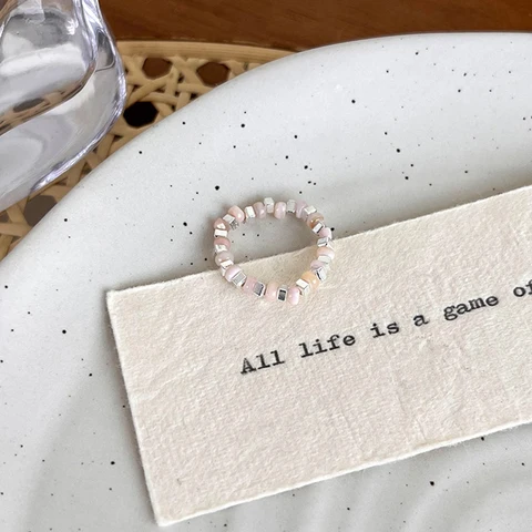 Новое красочное кольцо из бисера для женщин и девушек, милое индивидуальное необычное кольцо из бисера и риса, геометрическое металлическое кольцо