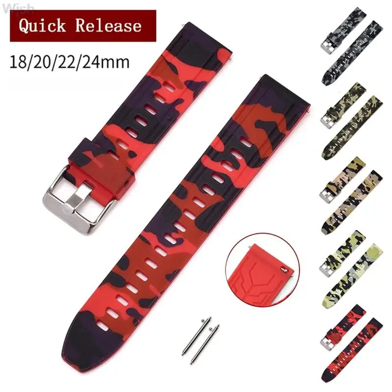 

Ремешок резиновый для мужских часов, универсальный Камуфляжный разноцветный браслет для Samsung Gear S3 Classic Panerai, 22 мм 24 мм 26 мм