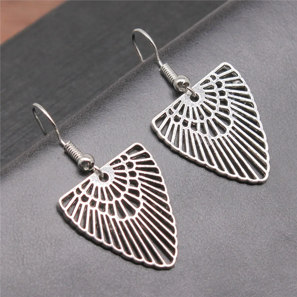 

Fashion Handmade Simple Design Antique Silver Color Hollow Earrings Pendant Earrings Women Vintage Drop Earrings