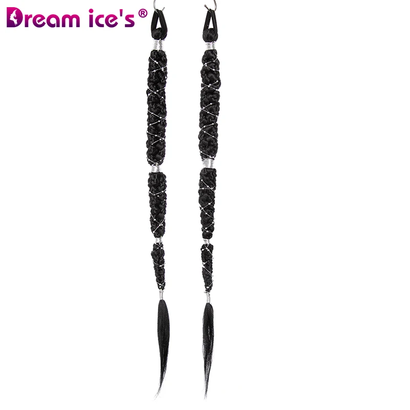 Long Synthetic Black Hair Extensions Pony Tail Hairpieces for White Women Braided Ponytails Spice Girls Cosplay Party DREAMICE'S