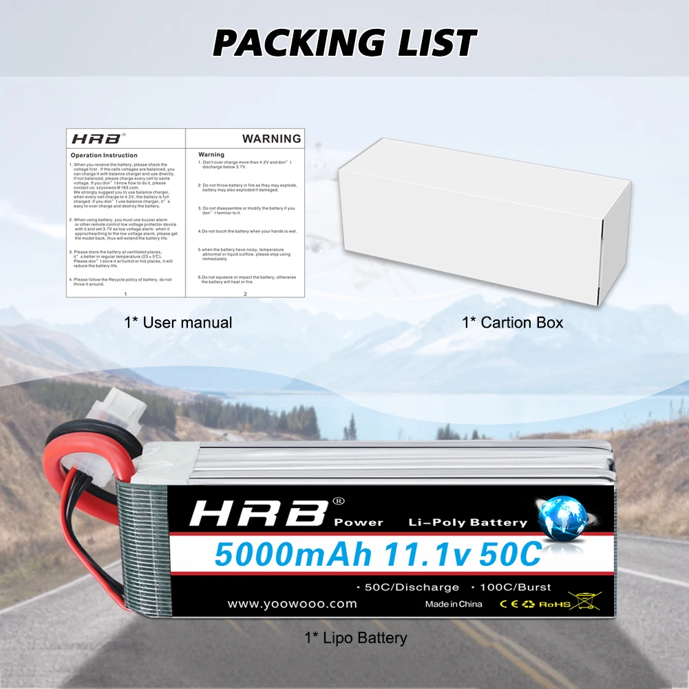 2pcs hrb 3S Lipo Battery 11.1V 5000mah RC 50C with XT60 T EC5 TRX plug for Traxxas Losi Arrma Car Truck Boat Drone Airplane | Игрушки и