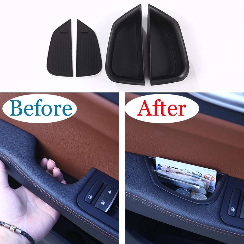 

For Alfa Romeo Giulia 2017 Car Accessories 2 Pcs Front Door Storage Box Black Tray With no-slip mat