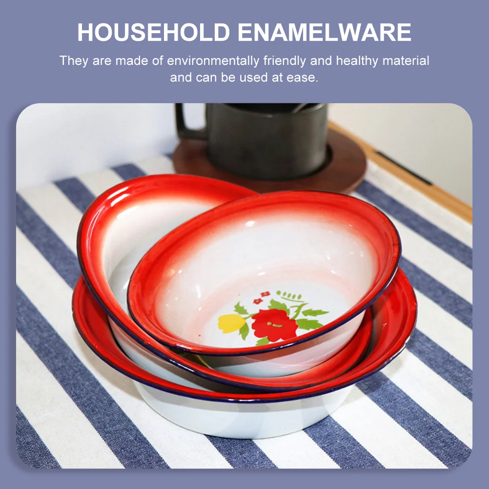 

Bowl Enamel Basin Enamelware Vintage Washbowls Fashioned Spittoon Pitcher Old Dessert Cooking Cereal Range Camp Plate Nesting