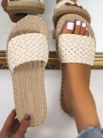 braided strap flat slide sandals
