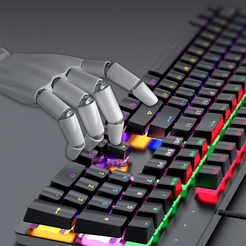 mechanical keyboard usb wired gaming blue red switch 104keys anti ghosting led backlit rgb for gamer laptop computer free global shipping