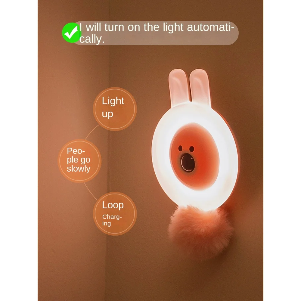 LED Magnetic Infrared Intelligent Body Sensor Light USB Rechargeable Night Light Household No-Punch Bedside Lamp