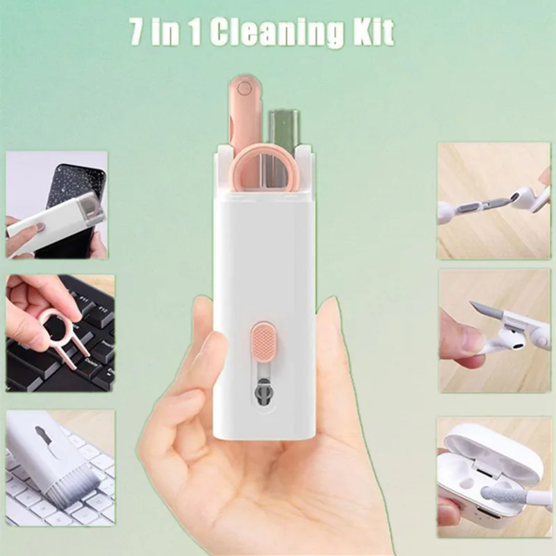 

7 In 1 Computer Keyboard Cleaner Brush Kit Earphone Cleaning Pen Cleaner Keycap Puller Kit For Headset Keyboard Cleaning Tools