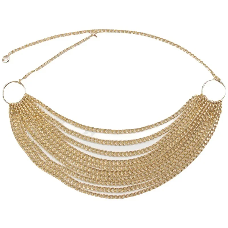 Регулируемый ремень в готическом стиле объемный Золотой с кисточками