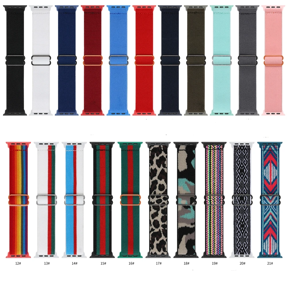 

Elastic Band for Apple Watch7 6 5 4 3 2 SE Scrunchie Band 38 40 42mm 44mm 41 45mm Adjustable Solo Loop Strap Bracelet for iWatch