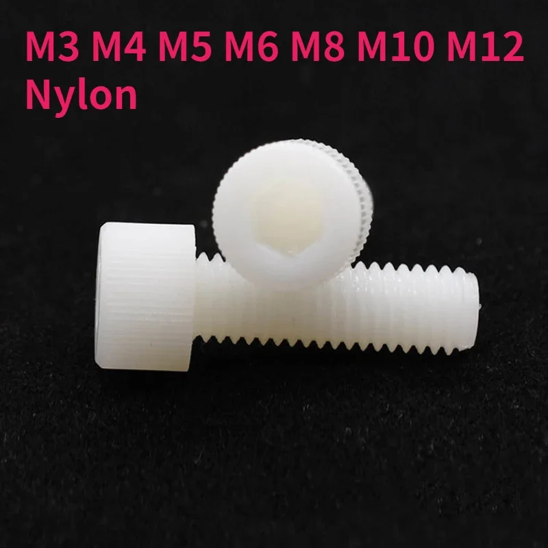 

_ Белая нейлоновая Шестигранная головка с шестигранным отверстием, винтовая головка, накатанный пластиковый болт для изоляции