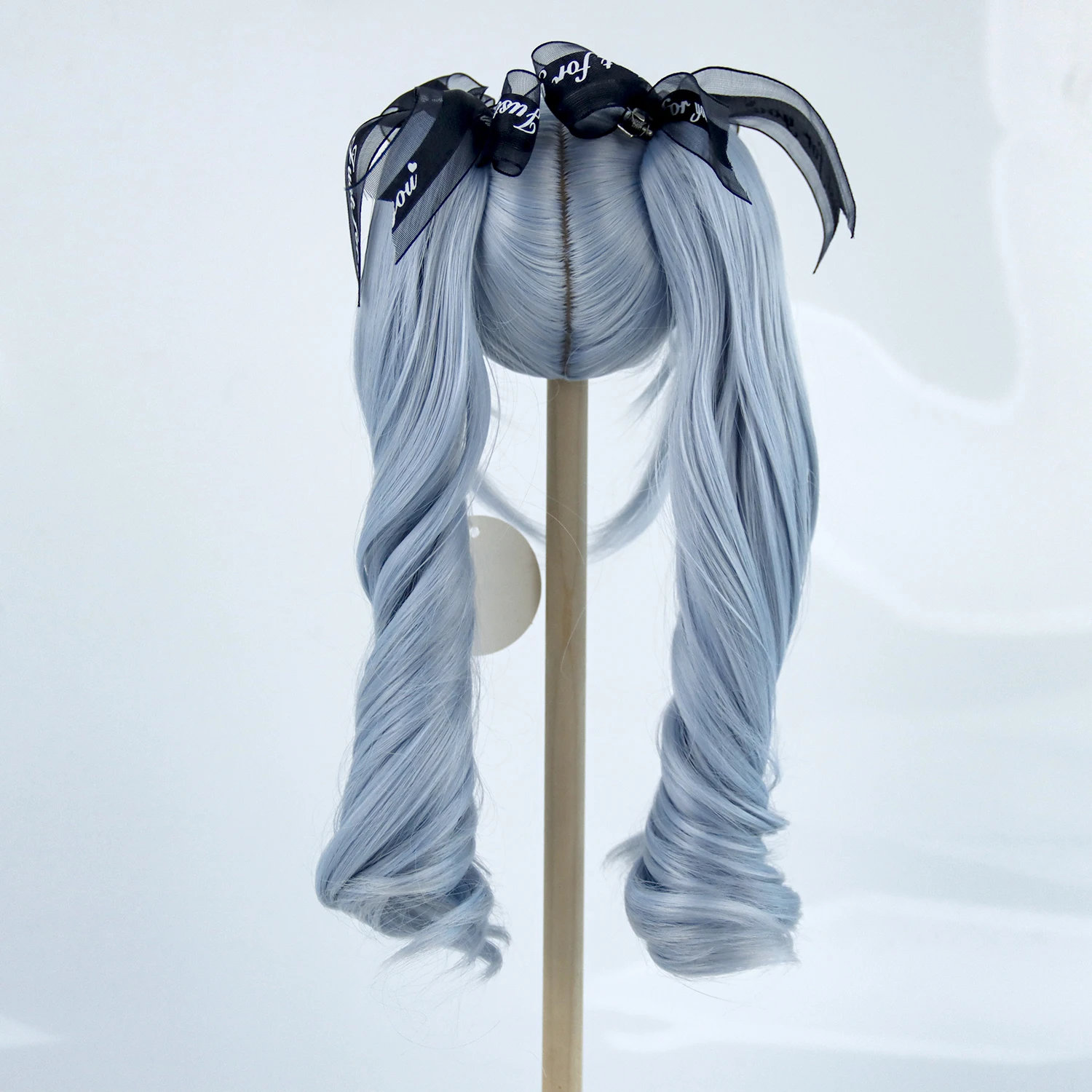 Парик для шарнирной куклы 1/3 8-9 дюймов двойной хвост синий цвет мягкий шелк