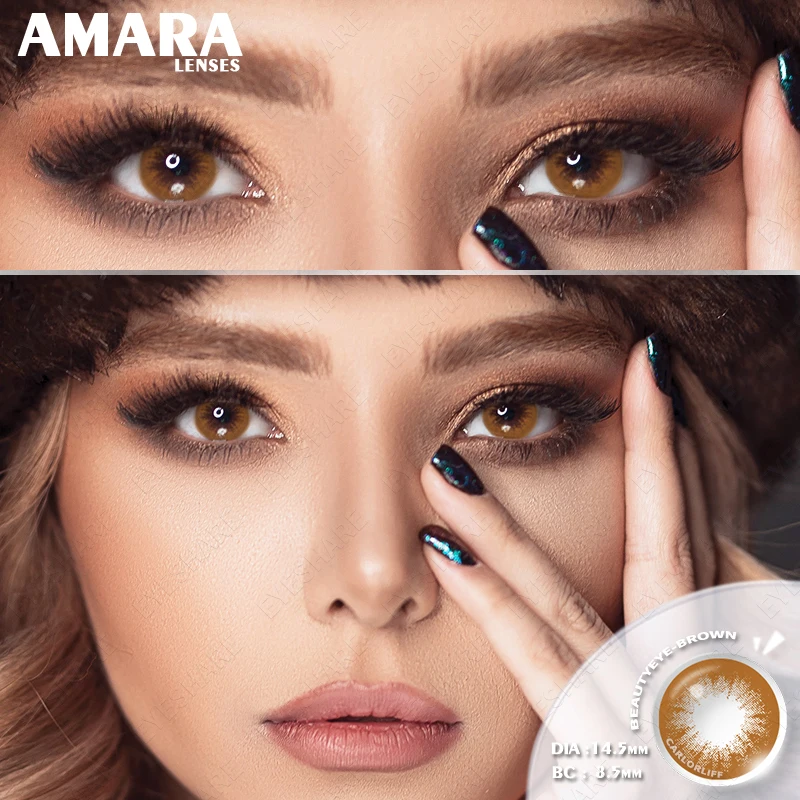 

Цветные контактные линзы AMARA, 2 шт., цветные контакты ed для глаз, коричневого цвета, яркие фотохромные контактные линзы для макияжа глаз на го...