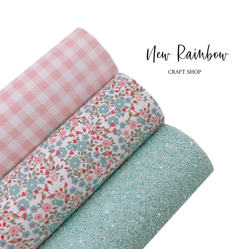New Rainbow 30x2 2 см/A4 мятно-розовый мини Элегантный цветочный принт искусственная кожа