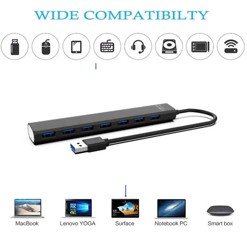 

BGGQGG USB 3.0 HUB USB HUB Multi USB Splitter USB 3 Hab Use Power Adapter Hub USB 3.0 4/7 Port Expander PC Computer Accessories