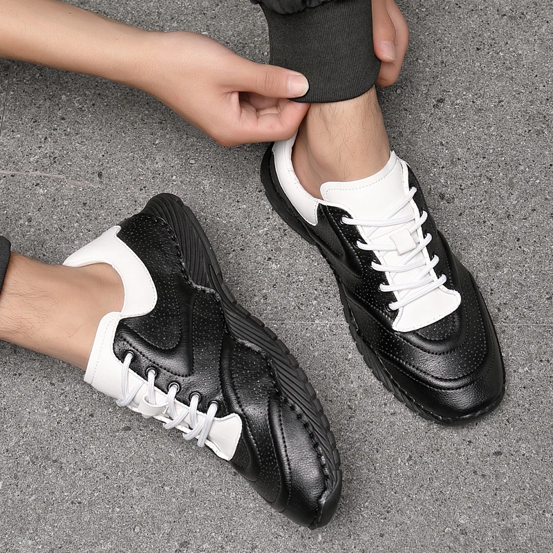 Fashion Men's Golf Shoes Outdoor Comfort Golf Shoes Men's Studless Walking Sneakers Men's White Black Golf Shoes