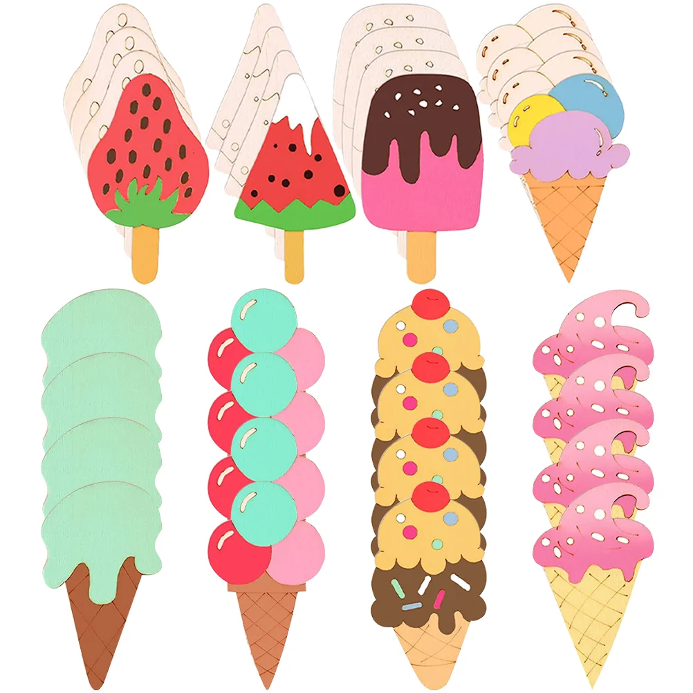 

Wood Cream Ice Cutouts Wooden Slices Embellishments Popsicle Diy Unfinished Cutout Blank Decorations Party Shower Baby Piece