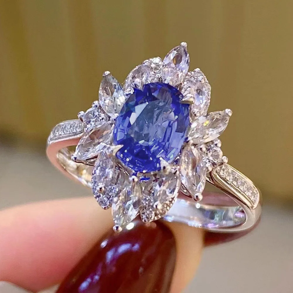 

Huitan Chic Blue Cubic Zirconia Lady's Ring for Wedding Anniversary Party Luxury Fashion Women Accessories Nice Gift New Jewelry