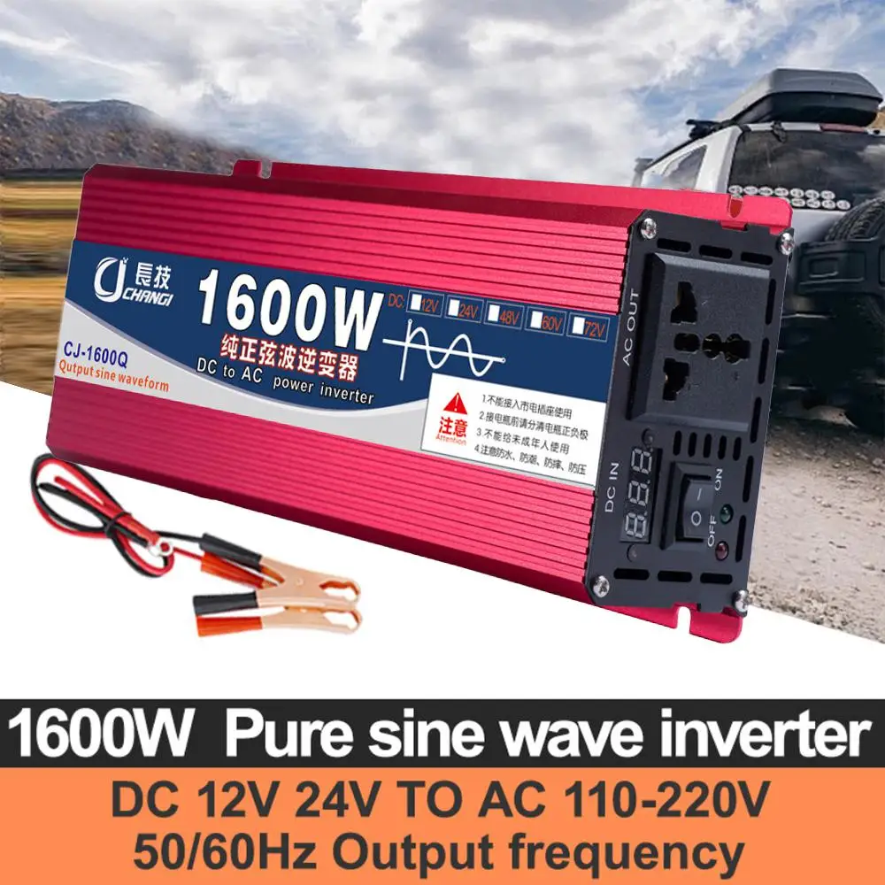 

Pure Sine Waveform Universal Inverter DC 12V 24V To 110V-240V LCD Screen Inverter 1600W/2200W/3000W PowerConverter 50/60HZ