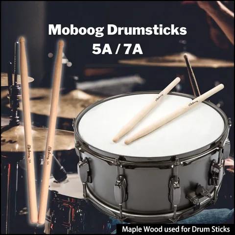 Деревянные барабанные палочки Maple 5A / 7A для начинающих, деревянная барабанная палочка, музыкальная лента 7A (для начинающих), тоньше, чем 5A (стандартная), барабанные палочки