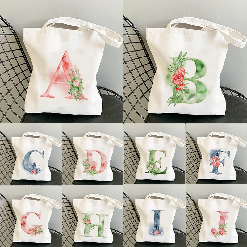 

Coloured Letters Printing Women Shoulder Bag Canvas Bag Harajuku Shopping Bags 2023 New Fashion Casual Handbags Grocery Tote