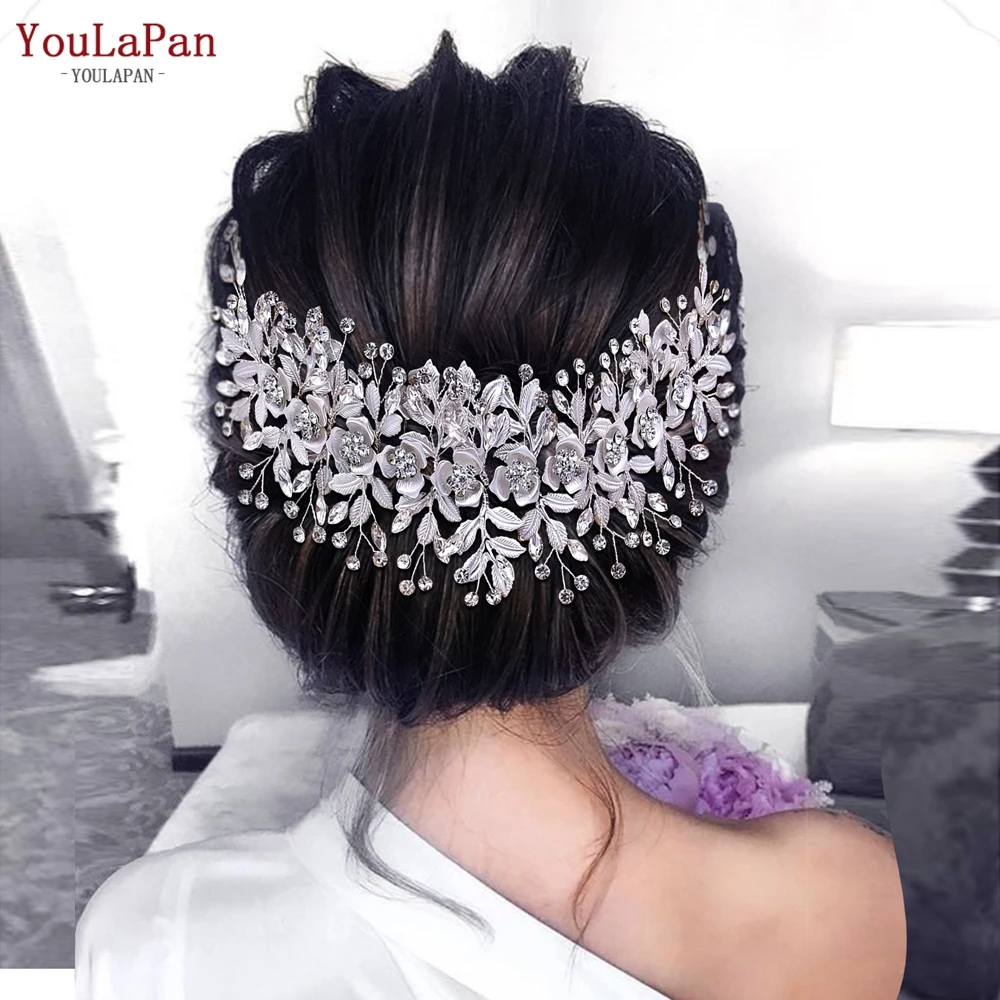 

YouLaPan HP349 Luxury Wedding Headpiece Alloy Flower Bridal Headband Wedding Hair Accessories Jewelry Crystal Woman Headdress