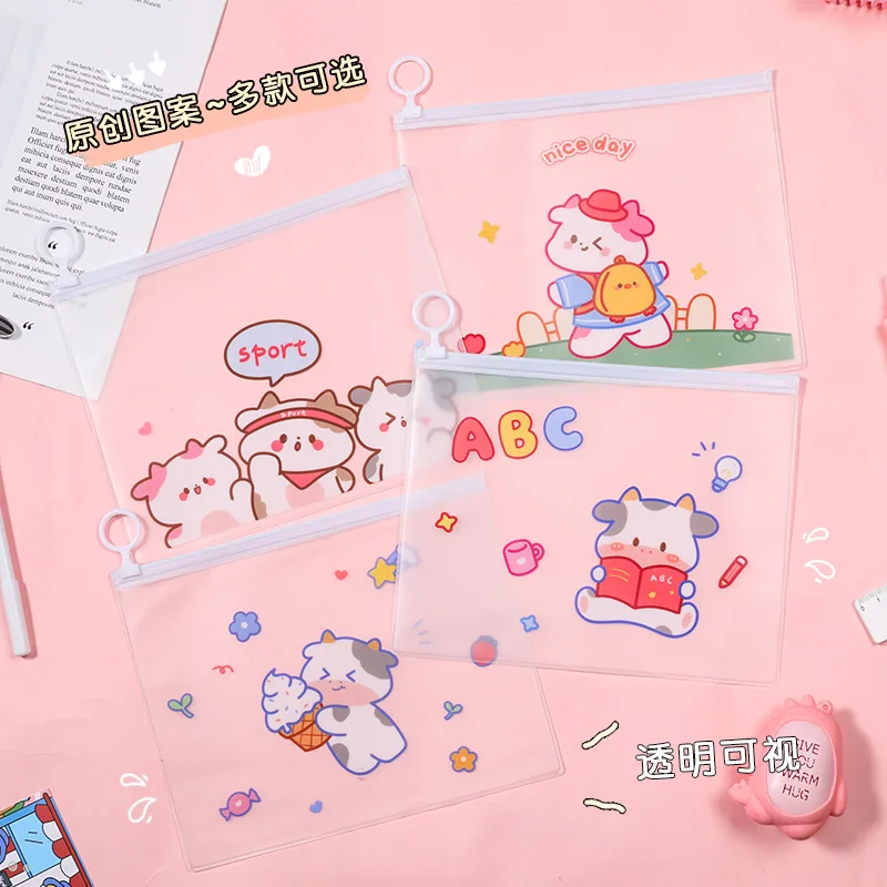 

2pcs Animal File Holder Stationery A4 Folders Cute Paper Storage Novelty PVC Bag Student File Organizer Kawaii Office Portfolio