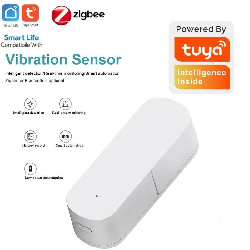 

Смарт-датчик вибрации Tuya Zigbee, датчик обнаружения скольжения сигнализации в режиме реального времени, с поддержкой приложения Smartlife