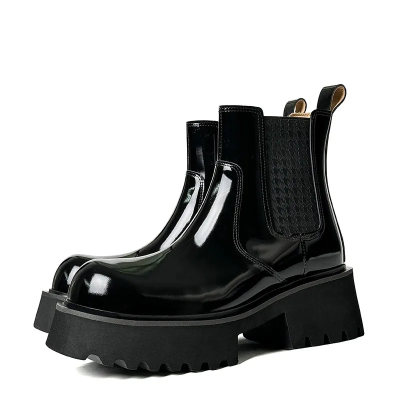 Мужские ботильоны из лакированной кожи высотой 6 см роскошные качественные