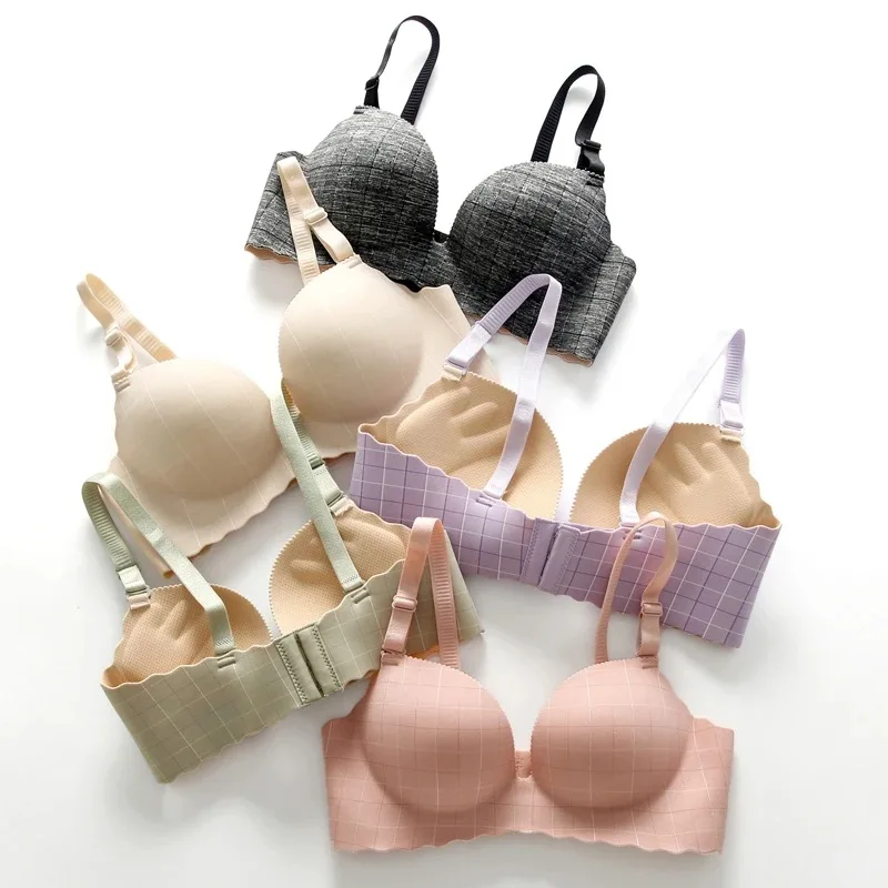 

One-piece Women's Underwear Bra Women's No Steel Ring Palm Thick Cup Bra Gather Adjustment Type Small Breasts Seamless Bra