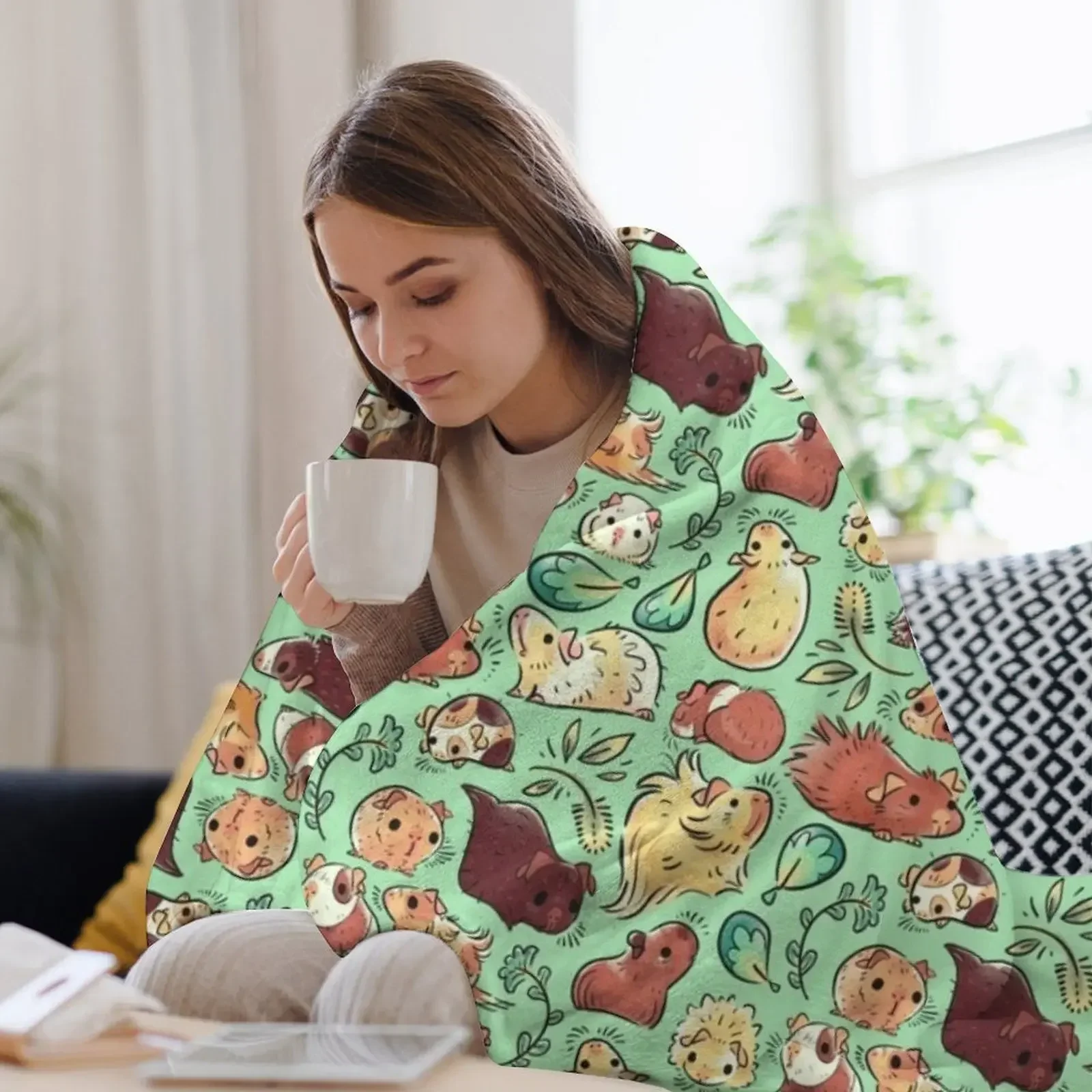 Одеяло с изображением морской свинки забавный подарок мягкие большие волосы