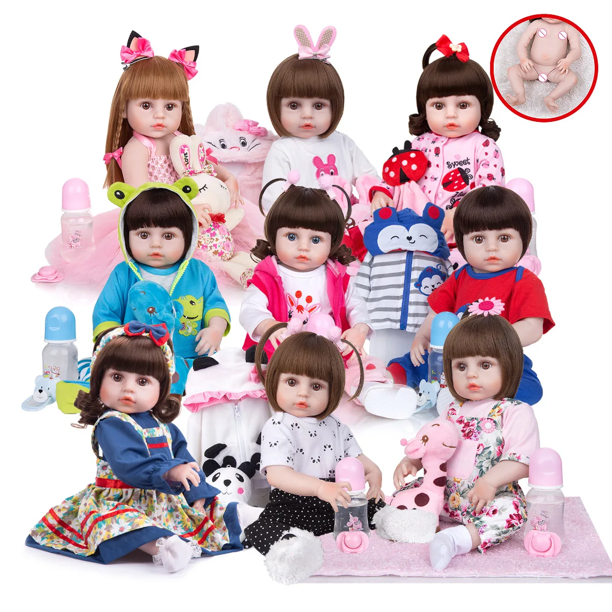 

Fashion 2022 KEIUMI Silicone 19-inch Rebirth Doll Simulation Baby Reborn Baby Reborn Silicone Baby Girls Dolls