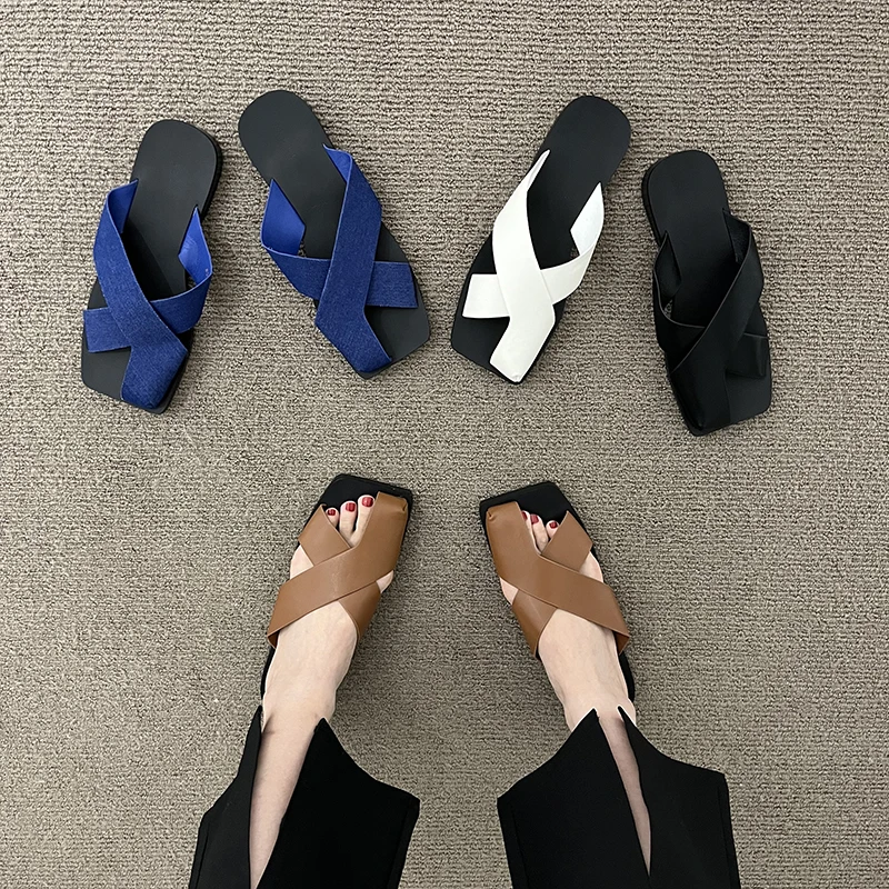 

Bailamos Women Slippers Women Flat Bottomed Outside Flip Flops Summer Beach Sandals Korean Sandals Slip On Slides Shoes Mujer