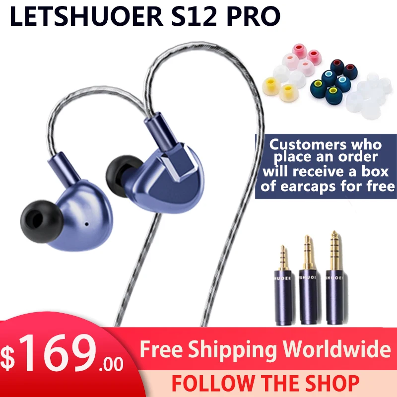 Letshuoer S12 PRO |Magnetic Planar Driver IEM Hi-Fi Earphones Silver Plated Monocrystalline Copper Cable with 2.5/3.5/4.4mm plug