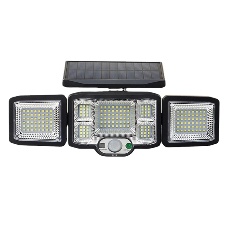 

Outdoor LED Solar Lights 3Head Motion Sensor Patio Waterproof 3Modes With Remote Control Wall Lamp Garden Light
