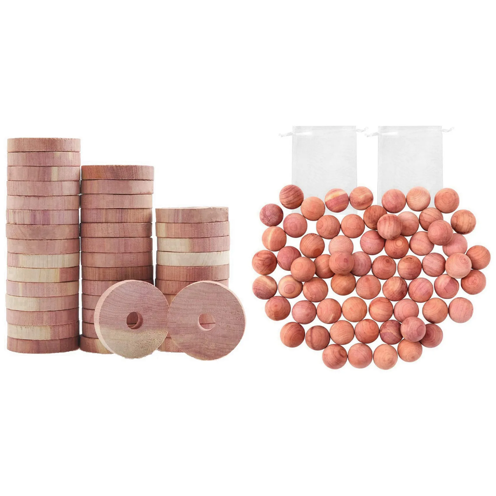 

40 Packs Aromatic Cedar Blocks with 48 Packs Cedar Balls for Closets and Drawers Natural Cedar Balls with 2 Satin Bags