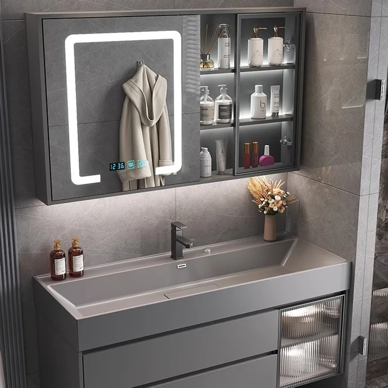 

Multipurpose Narrow Bathroom Cabinets Makeup Organizer Makeup Bathroom Cabinets Mirror with Light Banheiro Furniture YX50BC