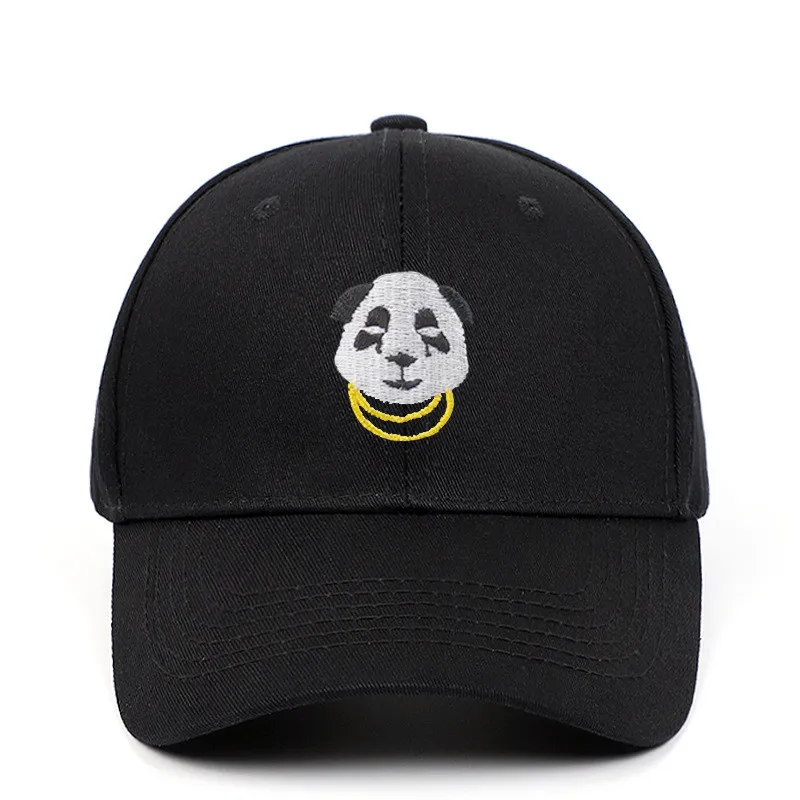 

Вышитая Золотая бейсболка в виде панды, хлопковая бейсболка в стиле хип-хоп, ожерелье в виде медведя, головной убор для отца, аксессуары для ...