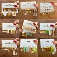 pearl hoop earrings set for women geometric gold color butterfly circle hoop earrings trendy jewelry 2022 earring