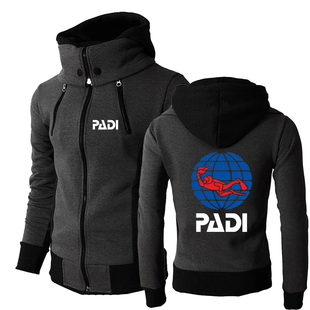 

Scuba driver Padi Logo 2022 Zipper Hoodies Sportswear Harajuku Style Sweatshirt Hooded Hoodies Solid Color Male Wild Coats